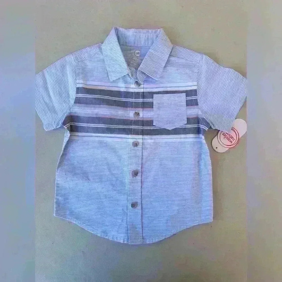 Wonder Nation baby Boys Blue Button Down Short Sleeve Shirt size 3t and 2T - Picture 1 of 7